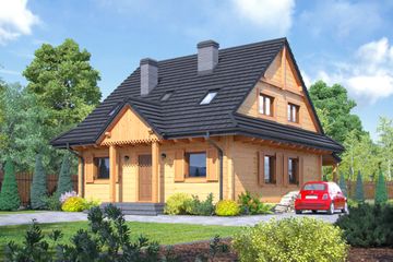  Projekt domu Brzeg wąski dw (KRP2060) - projekt domu parterowego z poddaszem - Zdjęcie 1