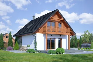  Projekt domu Olesno 51 dws (KRP2066) - projekt domu parterowego z poddaszem - Zdjęcie 2