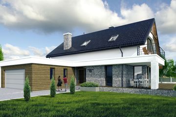  Projekt domu Róża wiatrów (BSG1000) - projekt domu parterowego z poddaszem - Zdjęcie 1