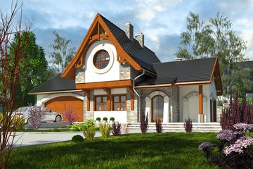  Projekt domu Artur z garażem 2-st. [A1] (WRF1744) - projekt domu parterowego z poddaszem - Zdjęcie 1