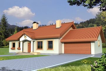  Projekt domu Sielanka 2 100 MDM wersja A z podwójnym garażem paliwo stałe (WRD2692) - projekt domu parterowego z poddaszem - Zdjęcie 1