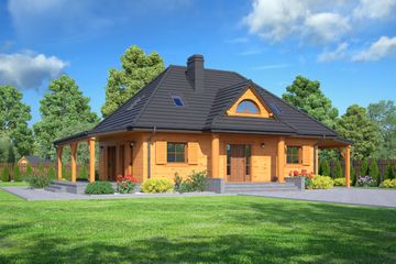  Projekt domu Chmielniki małe 7 dws (KRP2069) - projekt domu parterowego z poddaszem - Zdjęcie 1