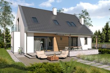 Projekt domu Victor bw - parterowy z poddaszem dom o powierzchni 129,90 m², dach dwuspadowy - ujęcie 5