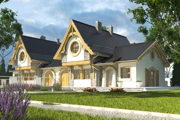  Projekt domu Artur III z garażem 1-st. bliźniak [A-BL] (WRF1747) - projekt domu parterowego z poddaszem - Zdjęcie 1