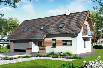  Projekt domu Lamia 3 szkielet drewniany (SLN2420) - projekt domu parterowego z poddaszem - Zdjęcie 1