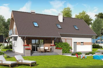  Projekt domu Lamia 3 szkielet drewniany (SLN2420) - projekt domu parterowego z poddaszem - Zdjęcie 2