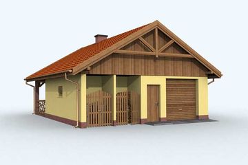Projekt budynku gospodarczego G121 budynek gospodarczy - parterowy dom o powierzchni 74,12 m², dach dwuspadowy - ujęcie 4