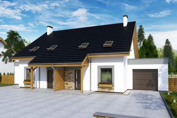  Projekt domu Azalia z garażem 1-st. bliźniak [A-BL1] (WRF1758) - projekt domu parterowego z poddaszem - Zdjęcie 1