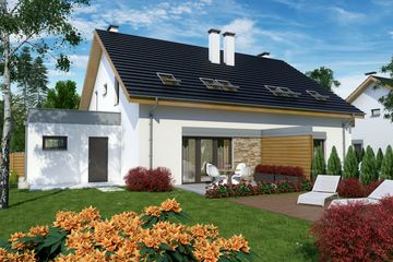  Projekt domu Azalia z garażem 1-st. bliźniak [A-BL1] (WRF1758) - projekt domu parterowego z poddaszem - Zdjęcie 2