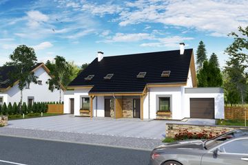  Projekt domu Azalia z garażem 1-st. bliźniak [A-BL1] (WRF1758) - projekt domu parterowego z poddaszem - Zdjęcie 3