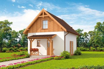  Projekt domu letniskowego Oklahoma dom letniskowy z poddaszem szkielet drewniany (SLN2436) - projekt domu letniskowego parterowego z poddaszem - Zdjęcie 1
