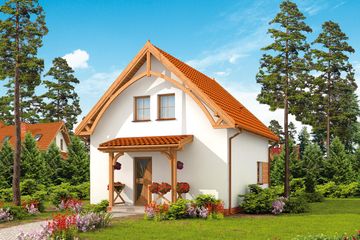  Projekt domu letniskowego Orlean 3 dom letniskowy z poddaszem szkielet drewniany (SLN2438) - projekt domu letniskowego parterowego z poddaszem - Zdjęcie 2