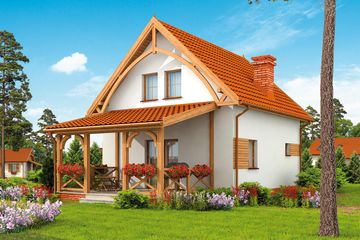  Projekt domu letniskowego Orlean 3 dom letniskowy z poddaszem szkielet drewniany (SLN2438) - projekt domu letniskowego parterowego z poddaszem - Zdjęcie 1