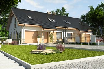  Projekt domu Jarząbek II z garażem 1-st. bliźniak [A-BL2] (WRF1762) - projekt domu parterowego z poddaszem - Zdjęcie 1