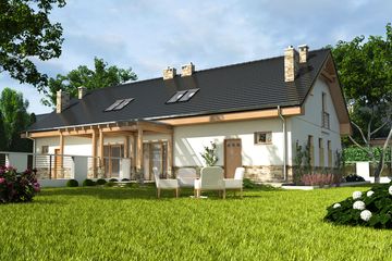  Projekt domu Jarząbek II z garażem 1-st. bliźniak [A-BL2] (WRF1762) - projekt domu parterowego z poddaszem - Zdjęcie 2