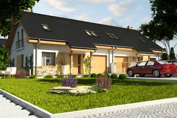  Projekt domu Jarząbek II z garażem 1-st. bliźniak [A-BL1] (WRF1764) - projekt domu parterowego z poddaszem - Zdjęcie 1