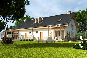  Projekt domu Jarząbek II z garażem 1-st. bliźniak [A-BL1] (WRF1764) - projekt domu parterowego z poddaszem - Zdjęcie 2