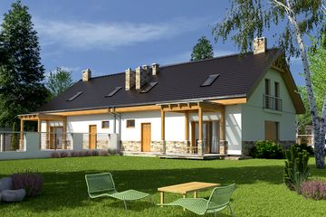  Projekt domu Jarząbek III z garażem 1-st. bliźniak [A-BL1] (WRF1770) - projekt domu parterowego z poddaszem - Zdjęcie 2