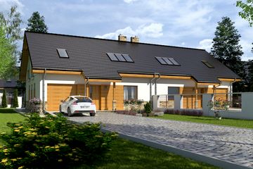  Projekt domu Jarząbek III z garażem 1-st. bliźniak [A-BL2] (WRF1771) - projekt domu parterowego z poddaszem - Zdjęcie 1