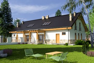  Projekt domu Jarząbek III z garażem 1-st. bliźniak [A-BL2] (WRF1771) - projekt domu parterowego z poddaszem - Zdjęcie 2