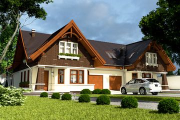  Projekt domu Kowalik II z garażem 1-st. bliźniak [A-BL1] (WRF1779) - projekt domu parterowego z poddaszem - Zdjęcie 1