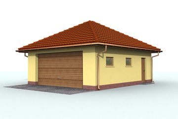  Projekt garażu G61 szkielet drewniany garaż dwustanowiskowy z pomieszczeniem gospodarczym (SLN2465) - projekt garażu parterowego - Zdjęcie 4