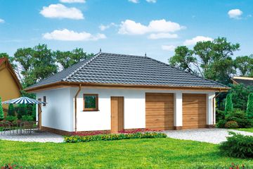  Projekt garażu G195 szkielet drewniany garaż dwustanowiskowy z pomieszczeniem gospodarczym (SLN2472) - projekt garażu parterowego - Zdjęcie 1