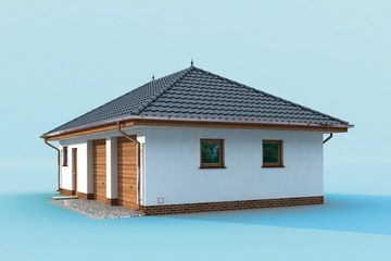  Projekt garażu G195 szkielet drewniany garaż dwustanowiskowy z pomieszczeniem gospodarczym (SLN2472) - projekt garażu parterowego - Zdjęcie 2