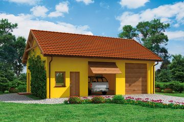  Projekt garażu G197 szkielet drewniany projekt garażu dwustanowiskowego z pomieszczeniami gospodarczymi (SLN2485) - projekt garażu parterowego - Zdjęcie 1