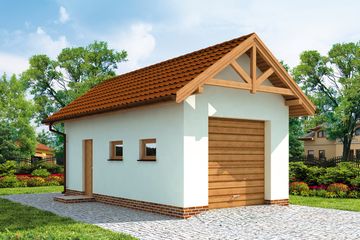  Projekt garażu G203 szkielet drewniany garaż jednostanowiskowy (SLN2473) - projekt garażu parterowego - Zdjęcie 1
