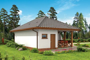  Projekt garażu G255 garaż dwustanowiskowy z pomieszczeniem gospodarczym i altaną szkielet drewniany (SLN2475) - projekt garażu parterowego - Zdjęcie 2
