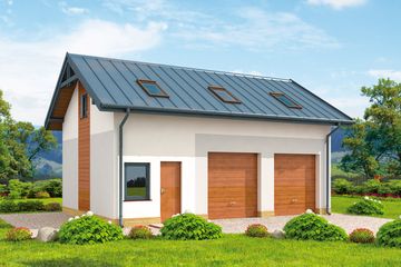  Projekt garażu G295 szkielet drewniany garaż dwustanowiskowy z poddaszem użytkowym (SLN2477) - projekt garażu parterowego - Zdjęcie 1