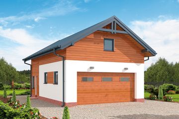  Projekt garażu G298 szkielet drewniany garaż dwustanowiskowy z poddaszem użytkowym (SLN2478) - projekt garażu parterowego - Zdjęcie 1