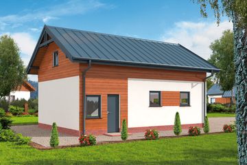  Projekt garażu G298 szkielet drewniany garaż dwustanowiskowy z poddaszem użytkowym (SLN2478) - projekt garażu parterowego - Zdjęcie 2