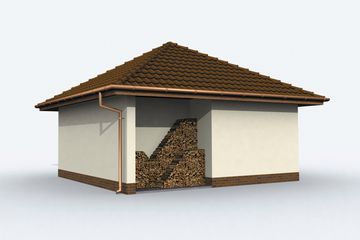  Projekt garażu G74 szkielet drewniany garaż jednostanowiskowy z pomieszczeniem gospodarczym (SLN2486) - projekt garażu parterowego - Zdjęcie 2