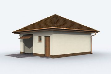  Projekt garażu G74 szkielet drewniany garaż jednostanowiskowy z pomieszczeniem gospodarczym (SLN2486) - projekt garażu parterowego - Zdjęcie 3