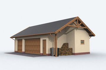  Projekt garażu G156 szkielet drewniany garaż trzystanowiskowy z pomieszczeniem gospodarczym (SLN2494) - projekt garażu parterowego - Zdjęcie 2