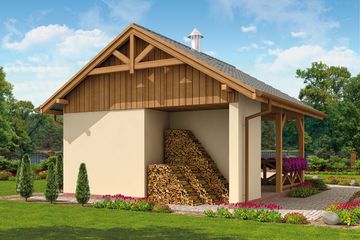  Projekt budynku gospodarczego G44 szkielet drewniany budynek gospodarczy bez bramy (SLN2498) - projekt budynku parterowego - Zdjęcie 2