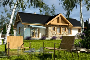  Projekt domu Modraszka z garażem 1-st. [A] (WRF1785) - projekt domu parterowego - Zdjęcie 2