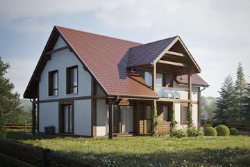  Projekt domu eko Typowy 27 (KKE1028) - projekt domu parterowego z poddaszem - Zdjęcie 1