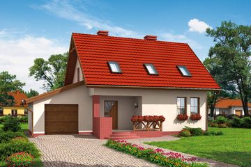  Projekt domu Sevilla szkielet drewniany (SLN2508) - projekt domu parterowego z poddaszem - Zdjęcie 1