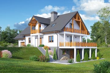  Projekt domu Karowo 3 (KRP2112) - projekt domu parterowego z poddaszem - Zdjęcie 1