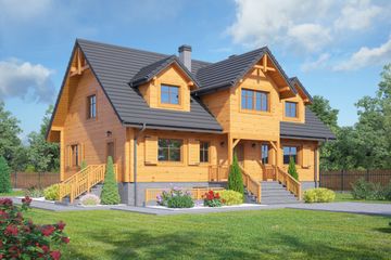  Projekt domu Leszyce dw (KRP2111) - projekt domu parterowego z poddaszem - Zdjęcie 1