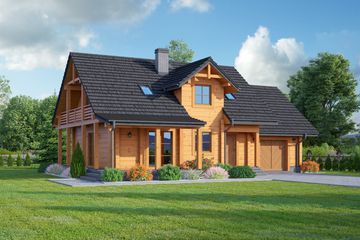 Projekt domu Osiek 86 dw - parterowy z poddaszem dom o powierzchni 114,58 m², dach dwuspadowy - ujęcie frontu
