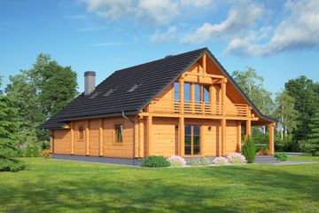 Projekt domu Osiek 86 dw - parterowy z poddaszem dom o powierzchni 114,58 m², dach dwuspadowy - ujęcie 2