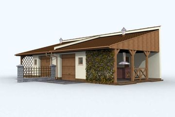 Projekt budynku gospodarczego G83 budynek gospodarczy - parterowy dom o powierzchni 43,70 m², dach jednospadowy - ujęcie 3