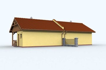 Projekt budynku gospodarczego G86 budynek gospodarczy - parterowy dom o powierzchni 43,48 m², dach dwuspadowy - ujęcie 3