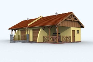Projekt budynku gospodarczego G86 budynek gospodarczy - parterowy dom o powierzchni 43,48 m², dach dwuspadowy - ujęcie 4