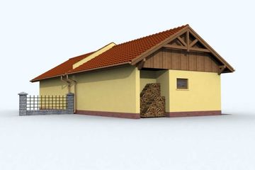Projekt budynku gospodarczego G87 budynek gospodarczy - parterowy dom o powierzchni 44,42 m², dach dwuspadowy - ujęcie 3