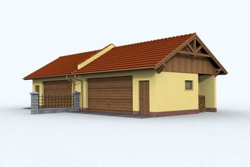 Projekt budynku gospodarczego G87 budynek gospodarczy - parterowy dom o powierzchni 44,42 m², dach dwuspadowy - ujęcie 4